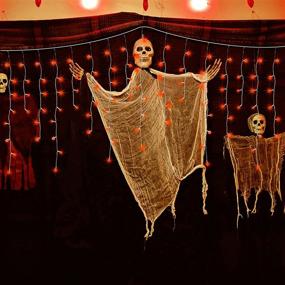 img 2 attached to 🎃 Waterglide Outdoor Halloween Icicle Lights - 29.5ft 8 Modes Curtain Fairy Lights, 60 Drops Dripping Ice Cycle Light, Perfect for Hanging Xmas, Holiday, Wedding, Party Decorations - Orange