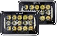🔦 2pcs 60w 4x6 inch led headlights: high-quality replacements for h4651 h4652 h4656 h4666 h6545 - compatible with peterbilt kenworth freightliner-black logo
