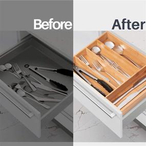 img 1 attached to 🗄️ Secura Bamboo Kitchen Drawer Organizer: Versatile Utensil Holder, Silverware Tray & Jewelry Organizer for Kitchen, Office, Bathroom, Closet, and Dresser