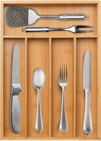 img 4 attached to 🗄️ Secura Bamboo Kitchen Drawer Organizer: Versatile Utensil Holder, Silverware Tray & Jewelry Organizer for Kitchen, Office, Bathroom, Closet, and Dresser