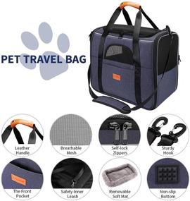 img 2 attached to Pueikai Cat Carrier & Dog Carrier Bag: Airline Approved, Breathable & Portable with Adjustable Strap & Pet Bowl - Ideal for Pets up to 15 lb