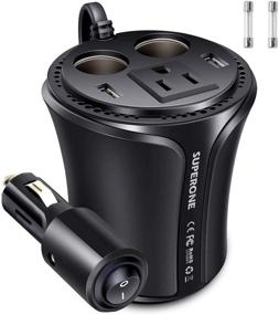 img 4 attached to 🚗 High-Performance SUPERONE 150W Car Power Inverter with Dual USB Charger and Cup Holder Design