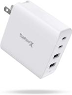 💪 hyphen-x 100w gan pps usb c charger: powerful fast charging for macbook, iphone, ipad, galaxy, dell xps & more - 4 ports (white) logo