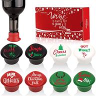 whaline 8 pack christmas wine bottle stoppers and gift box: funny silicone reusable caps for wine beer bottles, perfect holiday gift with hilarious sayings логотип