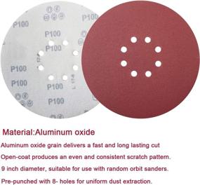 img 2 attached to 🔸 30 PCS 9-Inch 8-Hole Hook-and-Loop Sanding Discs Sander Paper Set for Drywall Sander - 5 Each of 80, 100, 120, 180, 240, and 400 Grits