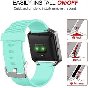 img 1 attached to 🔷 Туркуазная мягкая силиконовая замена спортивного браслета для Fitbit Blaze - быстрые штырьки для снятия, классический стиль (комплектация не включает рамку)