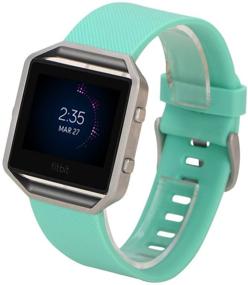 img 2 attached to 🔷 Туркуазная мягкая силиконовая замена спортивного браслета для Fitbit Blaze - быстрые штырьки для снятия, классический стиль (комплектация не включает рамку)