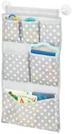 mdesign soft fabric wall mount/over door hanging storage organizer - polka dot print - gray/white - perfect for child/kids room or nursery with 6 pockets logo