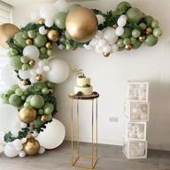 🎈 olive green and white balloon arch kit - diy balloon garland set with 149pcs avocado green, white, and metallic gold balloons | perfect for baby & bridal showers, birthdays, weddings, graduations, and anniversaries logo