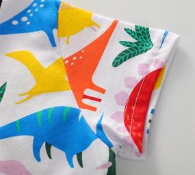 img 1 attached to Adorable GSVIBK Toddler Cartoon Dinosaur Crew Neck Dress for Girls