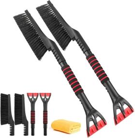 img 4 attached to AutoChoice 2 Pack Snow Brush and Ice Scraper: Efficient ❄️ Car Windshield Cleaning with Ergonomic Foam Grip (25”, Red & Black)