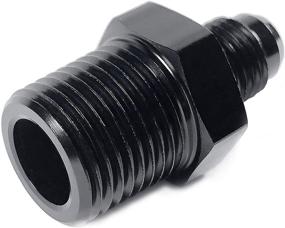 img 1 attached to 🔌 4 AN Male Flare to 3/8 NPT Male Fuel Line Hose Adapter: Durable Aluminum Pipe Connector in Black