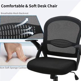 img 1 attached to 🪑 Mid Back Mesh Office Chair with Lumbar Support and Flip up Arms - Ergonomic Desk Chair for Women, Adults - Adjustable Executive Rolling Swivel Task Chair for Computer Use