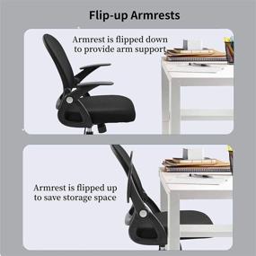 img 2 attached to 🪑 Mid Back Mesh Office Chair with Lumbar Support and Flip up Arms - Ergonomic Desk Chair for Women, Adults - Adjustable Executive Rolling Swivel Task Chair for Computer Use