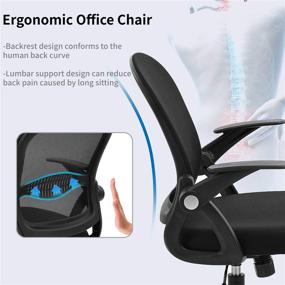 img 3 attached to 🪑 Mid Back Mesh Office Chair with Lumbar Support and Flip up Arms - Ergonomic Desk Chair for Women, Adults - Adjustable Executive Rolling Swivel Task Chair for Computer Use