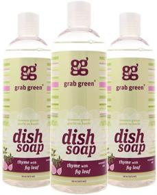 img 4 attached to 🌿 Grab Green Liquid Dish Soap, 16 Ounce (Pack of 3) - Thyme Fig Leaf Scent, Biodegradable & Plant-Based - Ultimate Grease Removal & Gentle on Hands