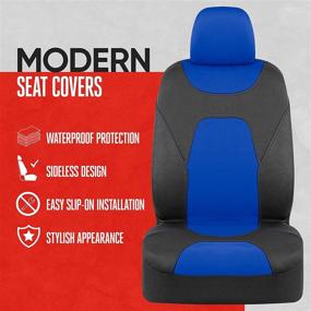 img 3 attached to 🚗 Motor Trend AquaShield Car Seat Covers for Front Seats, Blue – Waterproof Two-Tone Seat Protectors, Premium Neoprene Universal Fit Accessories for Auto Truck Van SUV