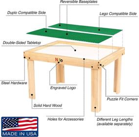 img 3 attached to 🧸Игровой набор NILO для детей: двусторонние базовые плиты, совместимые с Lego Duplo, с отсоединяемыми досками - активный столик N34 с отверстиями и 2 зеленые базовые плиты размером 12x32 дюйма.