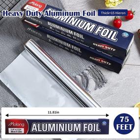 img 3 attached to 🍴 75 Feet Long Non-Stick Aluminum Foil Roll: Heavy Duty Food Grade Foil Wrap for Cooking, Roasting, Baking, BBQ, and Family Parties