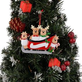 img 3 attached to 🦌 MAXORA Personalized Reindeer Family Sled of 4 Christmas Tree Ornament 2021: Create Lasting Memories with Customizable Keepsakes for Grandkids, Parents, and Friends