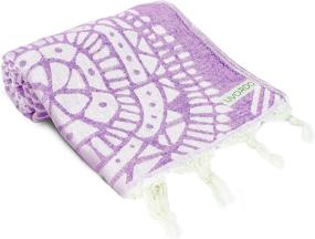 img 4 attached to Livordo Turkish Beach Towel - Soft & Absorbent 100% Cotton, Made in Turkey - Quick Dry Lightweight Bath Sheet, Sarong, Pareo, Wrap - Pestemal, Scarf, for Spa, Yoga, Gym, Hiking, Camping (Lilac)