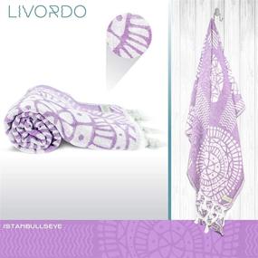 img 1 attached to Livordo Turkish Beach Towel - Soft & Absorbent 100% Cotton, Made in Turkey - Quick Dry Lightweight Bath Sheet, Sarong, Pareo, Wrap - Pestemal, Scarf, for Spa, Yoga, Gym, Hiking, Camping (Lilac)