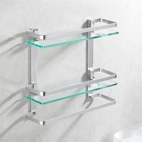 img 2 attached to 🛁 KES 2-Tier Tempered Glass Bathroom Shelf with Towel Bar - Wall Mounted Storage Solution with Anodized Aluminum Finish, A4127B