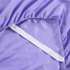 img 1 attached to 🛏️ Легкое фиолетовое атласно-шелковое крыло для кровати с плотностью 300 нитей и высотой 18 дюймов - Легко одевается, без морщин, пыльевой подгиб для полных кроватей.