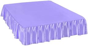 img 4 attached to 🛏️ 300 Thread Count Light Purple Satin Silk Bed Skirt with 18" Drop - Easy to Put on, Wrinkle-Free Dust Ruffle for Full Beds