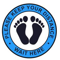 🔒 promote safe distancing with hospital occupational health & safety products: social distancing floor decals logo