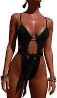 👙 albizia high cut high waisted one piece swimsuit for women | adjustable spaghetti strap bathing suit logo