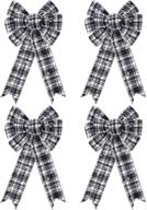 syhood 4-piece christmas buffalo plaid bow: chic snowflake burlap bow for festive tree & home decor (white/black) logo