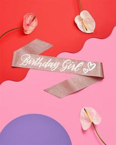 img 2 attached to 🎉 XO, Fetti Rose Gold Glitter Birthday Girl Sash - Sparkling Rose Gold Foil Decorations for Your Birthday Party!