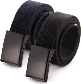 img 4 attached to Canvas Flip Top Solid Military Buckle Men's Accessories and Belts