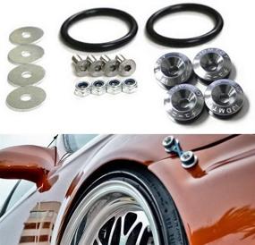 img 4 attached to 🚗 JDM Quick Release Fastener Kit in Gun Metal Grey - Universal Fit for Car Bumper Trunk Fender Hatch Lid