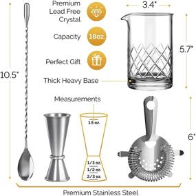 img 3 attached to MOFADO Crystal Cocktail Mixing Glass Set - Premium 4 Piece Set for Perfect Cocktails - Ideal for Amateurs & Pros - Great Gift Idea