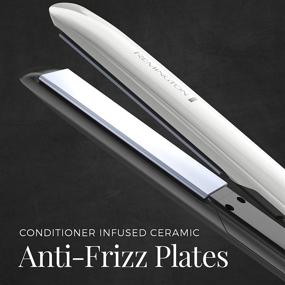 img 2 attached to 🔥 Remington 8510 Anti-Frizz Therapy Hair Straightener, 1" Ceramic Flat Iron with Digital Controls, in White