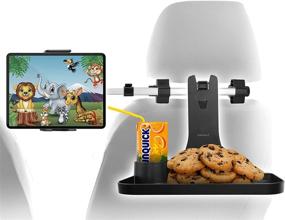 img 4 attached to 🚗 Macally Headrest Tablet Holder for Car with Table Tray - Backseat Entertainment and Snacks for Kids - 360° Rotatable iPad Car Mount with Folding Car Table - Suitable for Devices 4.5-10" Wide