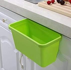 img 4 attached to 🗑️ SKEMIX Pack of 2 Over The Cabinet Basket Wastebaskets: Convenient Hanging Trash Can Waste Bins for Efficient Garbage Disposal (Green, Blue)"