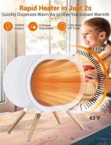 img 4 attached to BabyExo Portable Ceramic Space Heater - Electric Small 1000W PTC Room Heater for Indoor Use, Fast Heating, Energy Efficient Mini Desk Heater for Office, Bathroom