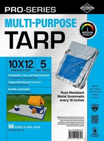 img 1 attached to 🏕️ 10x12 Ft Tarp: Waterproof, 5.5 Mil Thick Tarpaulin with Metal Grommets - Ideal for Emergency Rain Shelter, Outdoor Cover, Camping use - Reversible Blue/Silver