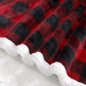 img 2 attached to 🧣 Sherpa Fleece Buffalo Plaid Cozy Throw Blanket: Soft, Fluffy, and Perfect for Christmas Snuggling on Couch, Bed, or Sofa - Twin Size 50"x60