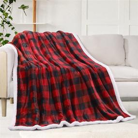 img 4 attached to 🧣 Sherpa Fleece Buffalo Plaid Cozy Throw Blanket: Soft, Fluffy, and Perfect for Christmas Snuggling on Couch, Bed, or Sofa - Twin Size 50"x60