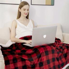 img 3 attached to 🧣 Sherpa Fleece Buffalo Plaid Cozy Throw Blanket: Soft, Fluffy, and Perfect for Christmas Snuggling on Couch, Bed, or Sofa - Twin Size 50"x60