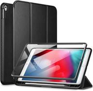 📱 premium black leather suritch case for ipad air 3 2019/ipad pro 10.5 2017 with built-in screen protector, auto sleep/wake, pencil holder, and stand - lightweight flip cover logo