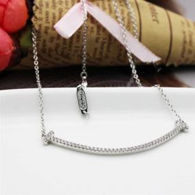 img 2 attached to 😊 Minimalist CZ Double T Pendant Bar Necklace for Girls Jewelry - BRBAM Smile Necklace