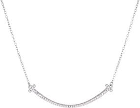 img 4 attached to 😊 Minimalist CZ Double T Pendant Bar Necklace for Girls Jewelry - BRBAM Smile Necklace