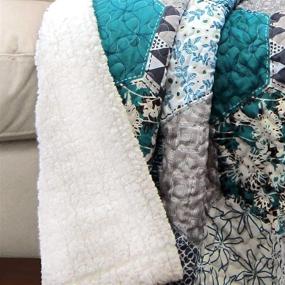 img 3 attached to 🔷 Lush Decor Turquoise Briley Reversible Throw - Colorful Hexagon Patchwork Blanket