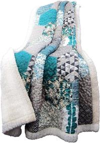 img 1 attached to 🔷 Lush Decor Turquoise Briley Reversible Throw - Colorful Hexagon Patchwork Blanket