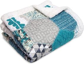 img 2 attached to 🔷 Lush Decor Turquoise Briley Reversible Throw - Colorful Hexagon Patchwork Blanket